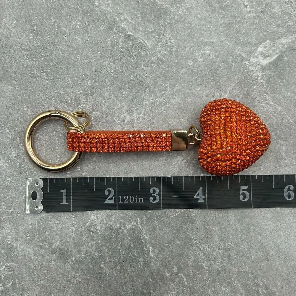 NWOT Sparkling Red Rhinestone Heart Keychain Charm Purse Key Ring